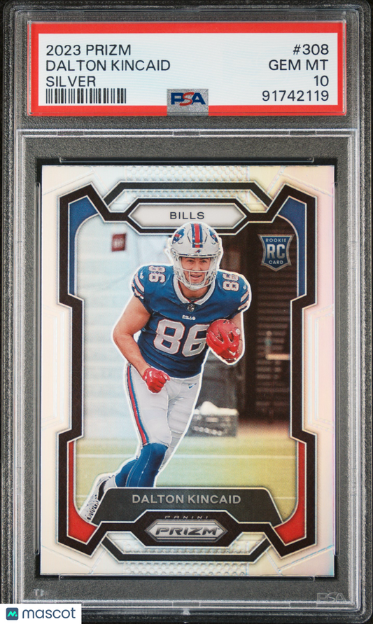 2023 Panini Silver Prizm #308 Dalton Kincaid Buffalo Bills RC Rookie PSA 10