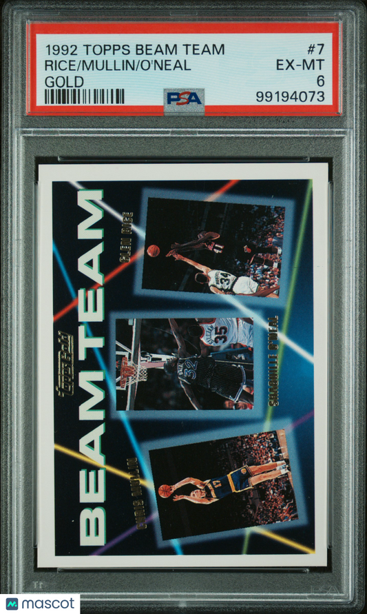 1992 Topps Beam Team Gold Glen Rice Shaquille O'Neal Chris Mullin #7 PSA