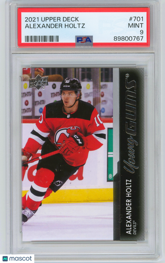 2021 Upper Deck Hockey Young Guns #701 Alexander Holtz Devils RC Rookie PSA 9