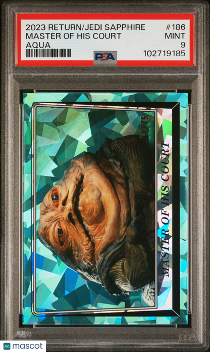 2023 Topps Star Wars Return of Jedi Sapphire Master of his Court Aqua /75 PSA 9