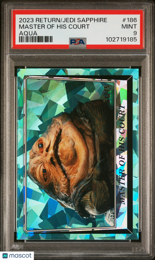 2023 Topps Star Wars Return of Jedi Sapphire Master of his Court Aqua /75 PSA 9