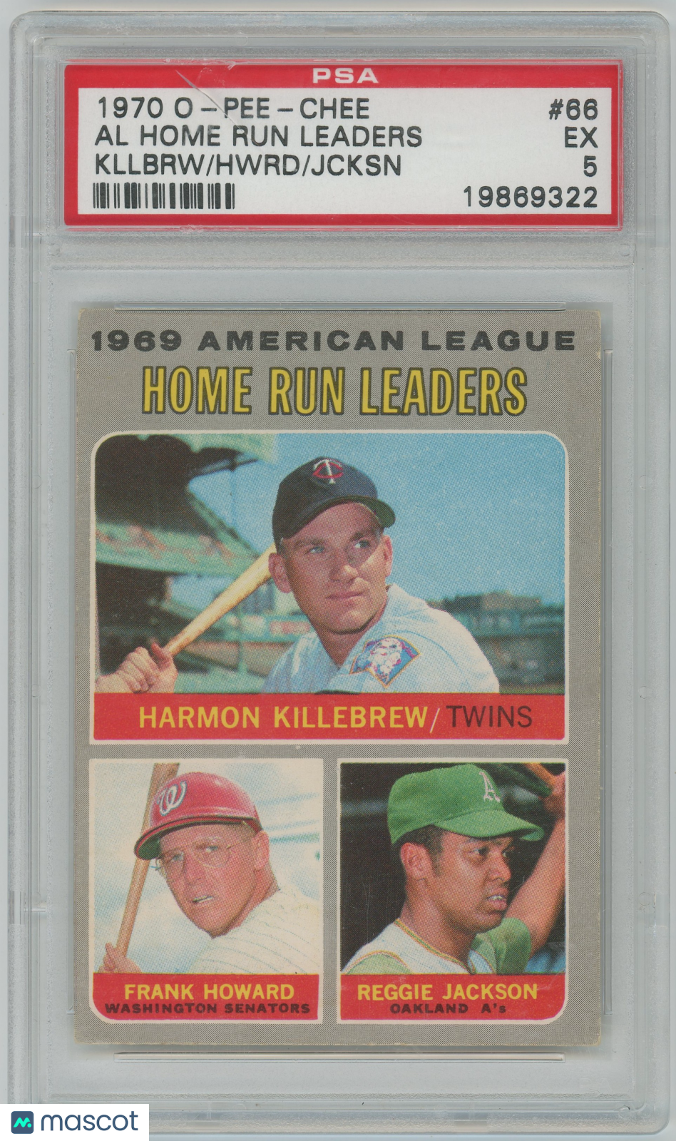 1970 O-Pee-Chee OPC #66 Al Home Run Leaders w/ Killebrew Jackson HOF PSA 5