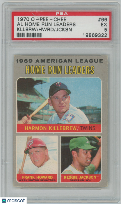 1970 O-Pee-Chee OPC #66 Al Home Run Leaders w/ Killebrew Jackson HOF PSA 5