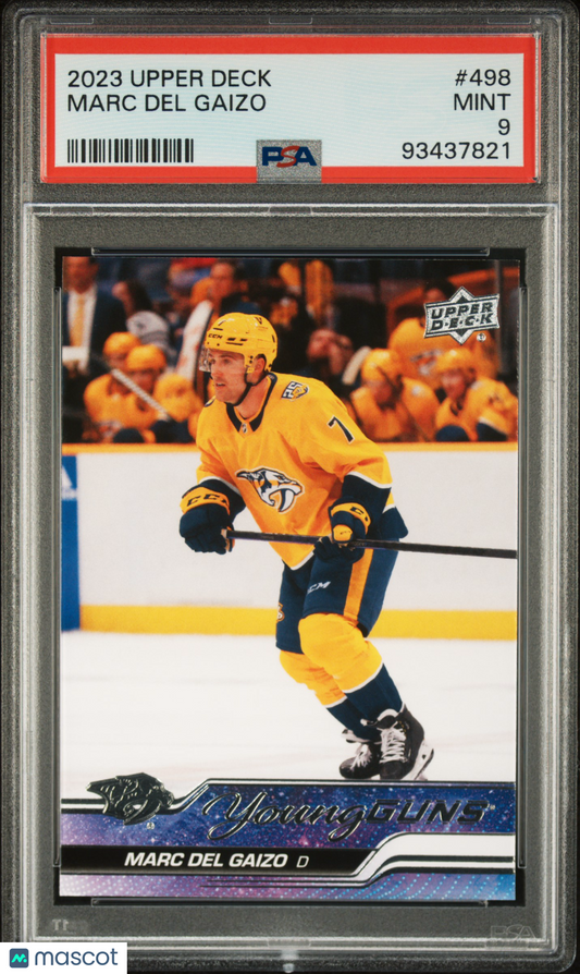 2023 Upper Deck Hockey Young Guns #498 Marc Del Gaizo RC Rookie PSA 9 ROOKIE