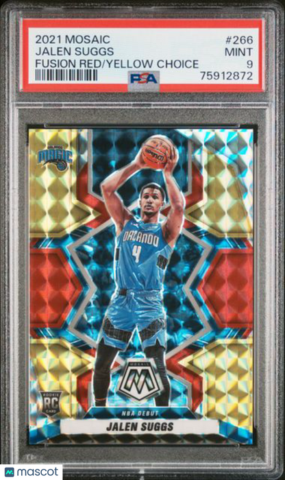 2021 Mosaic Fusion Red Yellow Choice /88- Jalen Suggs Magic - ROOKIE /88 - PSA 9
