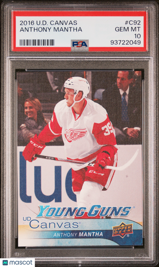 2016 UD Hockey Young Guns UD Canvas Anthony Mantha RC Rookie PSA 10 GEM MINT