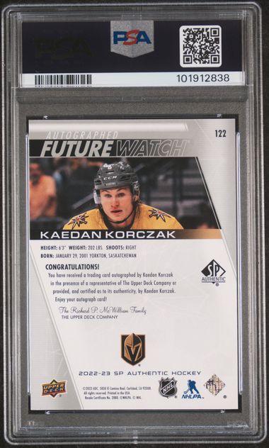2022 SP Authentic - Kaedan Korczak #122 - FWA - Future Watch - ROOKIE AUTO - PSA