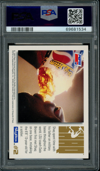 1993 Skybox - Shaquille O'Neal - Pepsi Shaq Attaq #2 - Bending Basket - PSA 9