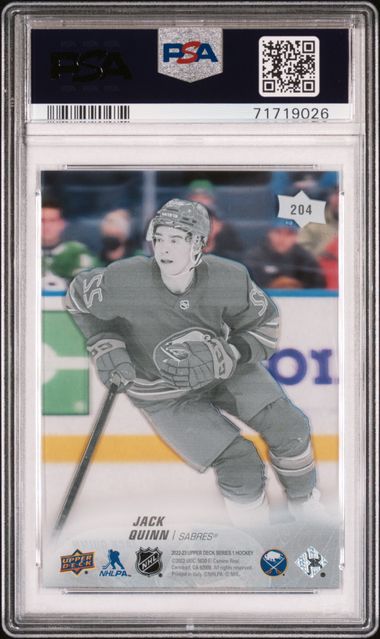 2022 Upper Deck - Jack Quinn #204 - YG ROOKIE - Clear Cut - PSA - YG ROOKIE