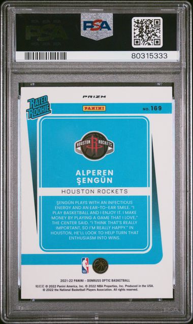 2021 Donruss Optic - Blue Velocity - Alperen Sengun - Rated Rookie - PSA 9