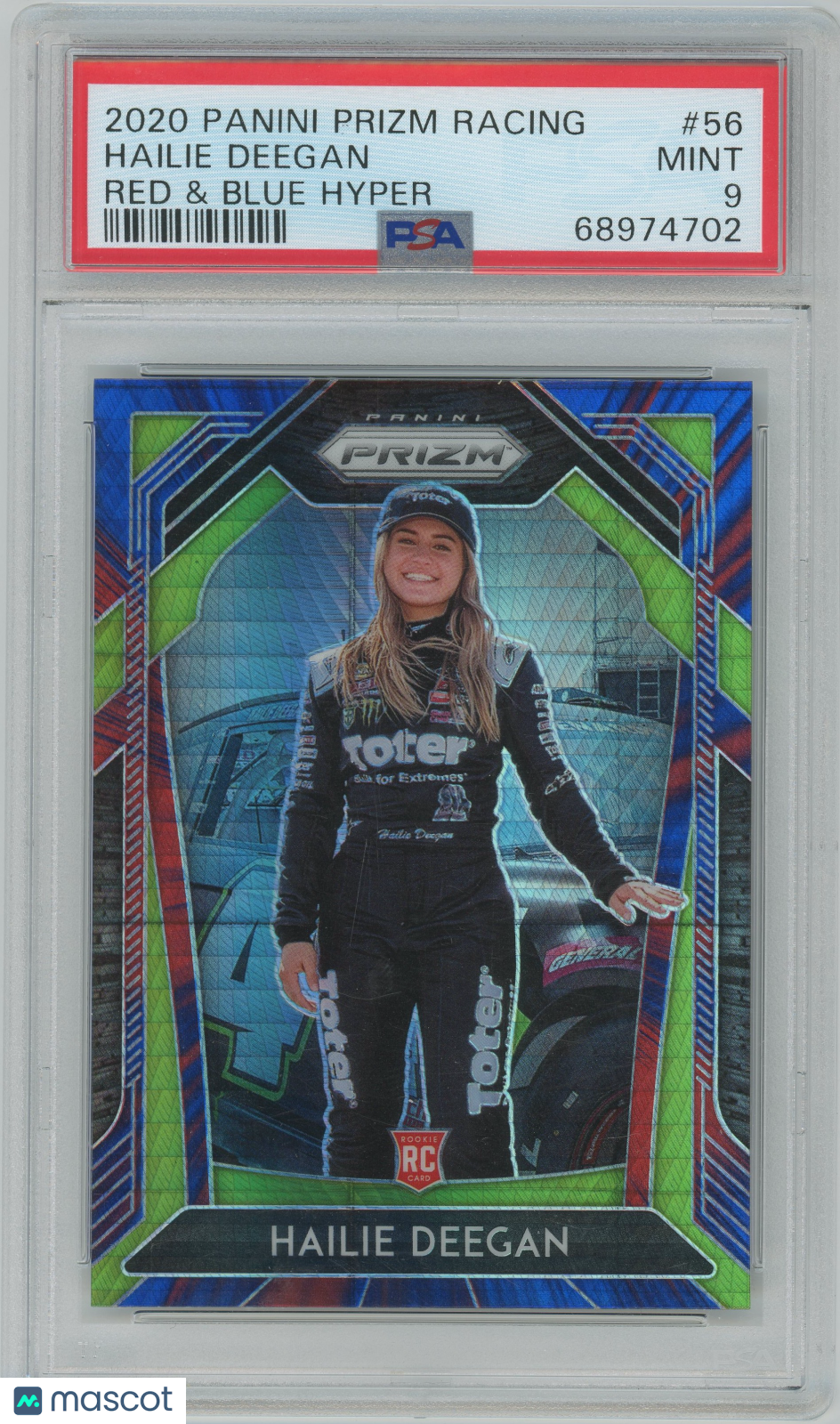 2020 Panini Prizm Racing Hailie Deegan #56 Red & Blue Hyper PSA 9