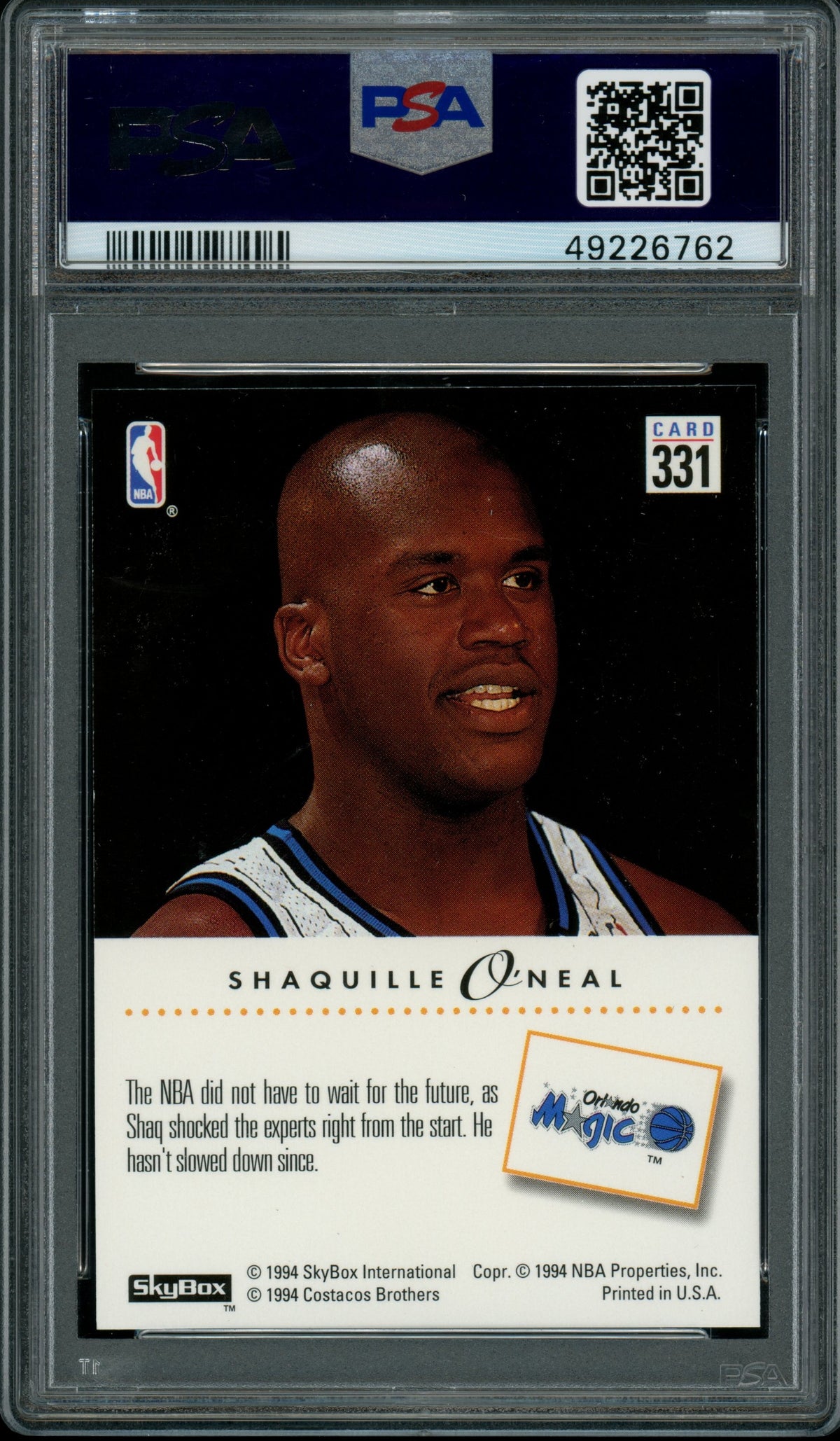1993 Skybox Premium - Shaquille O'Neal #331 - Future Shock - PSA 8.5