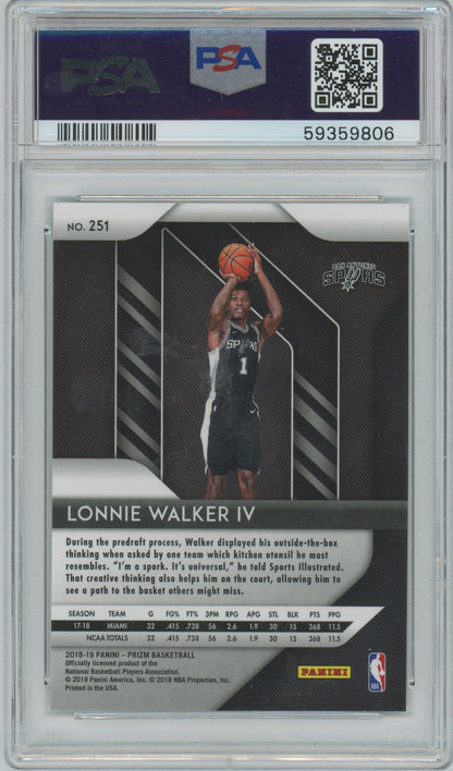 2018 Panini Prizm Lonnie Walker IV ROOKIE #251 PSA 10