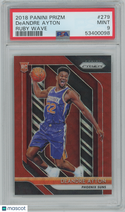 2018 Panini Prizm - DeAndre Ayton #279 - ROOKIE - Ruby Wave - ROOKIE - PSA