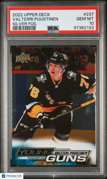 2022 Upper Deck - Valterri Puustinen - ROOKIE - Silver Foil - YG ROOKIE - PSA 10
