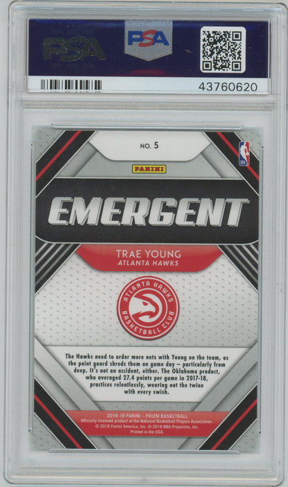 2018 Panini Prizm Emergent Trae Young ROOKIE #5 PSA 10