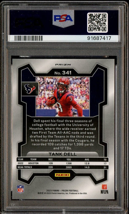 2023 Panini Red White Blue Prizm #341 Tank Dell Texans RC Rookie PSA 9 MINT