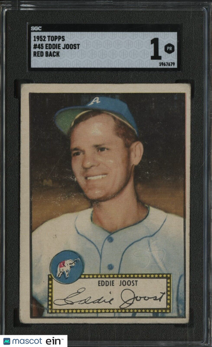 1952 Topps #45 Eddie Joost Philadelphia A's Red Back SGC 1 PR