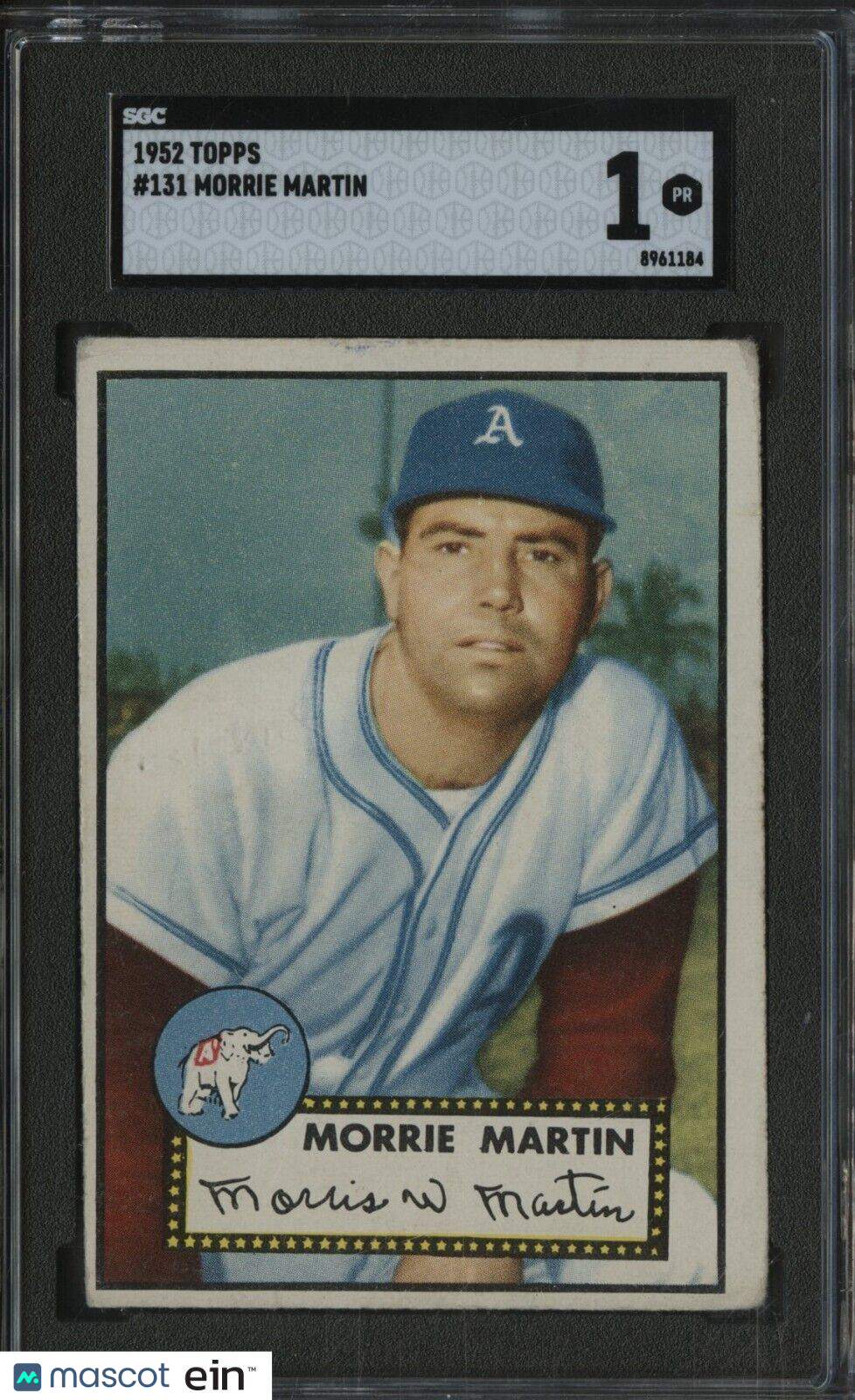 1952 Topps #131 Morrie Martin Philadelphia A's SGC 1 PR