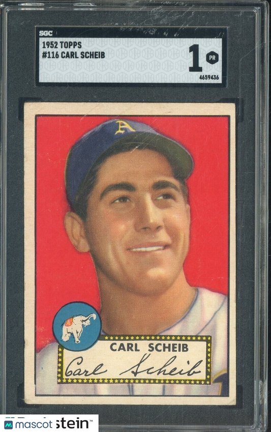 1952 Topps #116 Carl Scheib Philadelphia A's SGC 1 PR