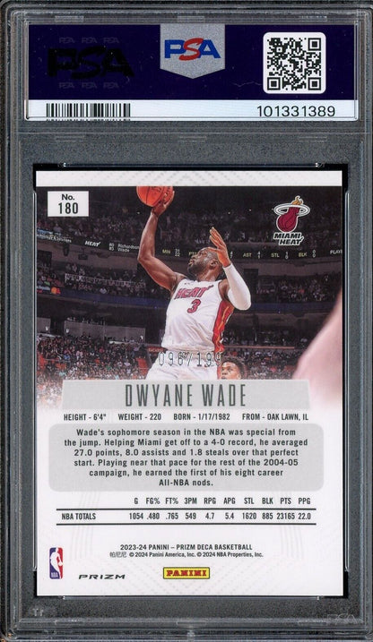2023 Panini Red Prizm Deca #180 Dwyane Wade Miami Heat 96/199 PSA 9 MINT /199