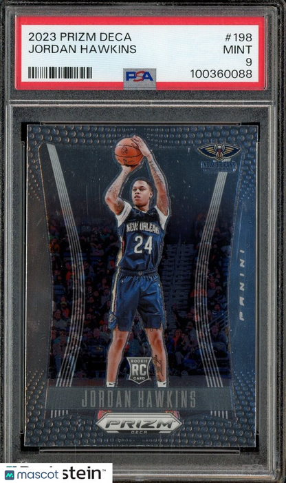 2023 Panini Prizm Deca #198 Jordan Hawkins Pelicans RC Rookie PSA 9 MINT