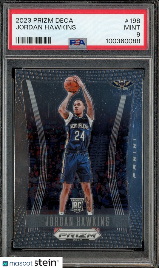 2023 Panini Prizm Deca #198 Jordan Hawkins Pelicans RC Rookie PSA 9 MINT