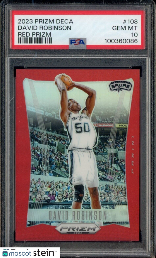 2023 Panini Deca Red Prizm #108 David Robinson Spurs HOF 54/199 PSA 10 GEM /199