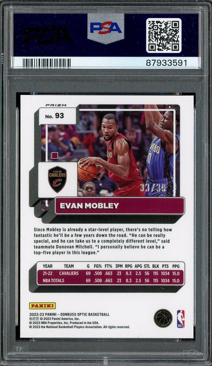 2022 Donruss Optic Black Velocity #93 Evan Mobley Cavaliers 33/39 PSA 9 MINT