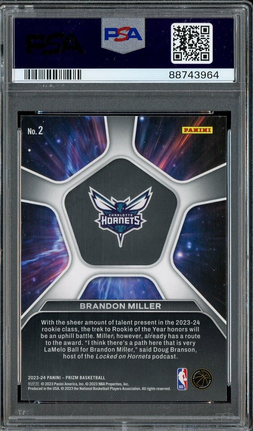 2023 Panini Prizm Deep Space #2 Brandon Miller Hornets RC Rookie PSA 10