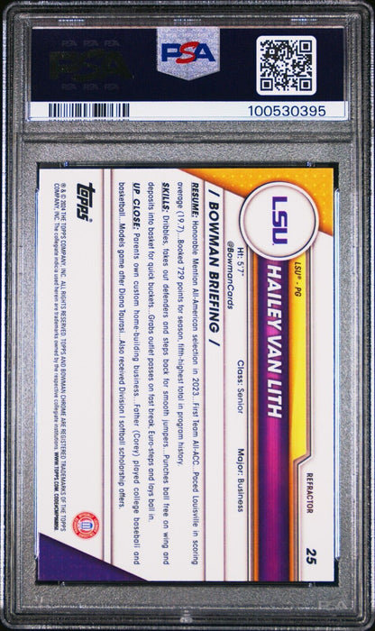 2023 Bowman U Chrome Hailey Van Lith #25 Refractor Rookie PSA 10 ROOKIE