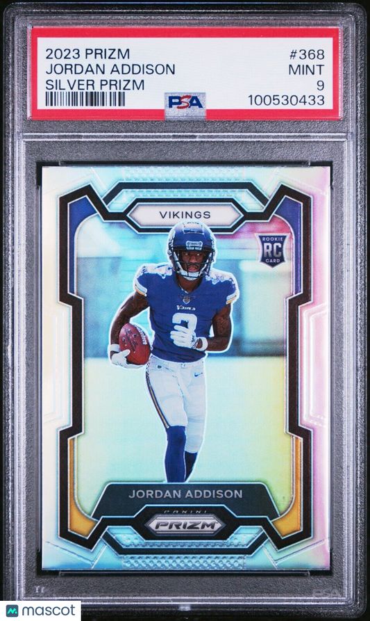 2023 Panini Prizm Jordan Addison #368 Silver Prizm Short Print Rookie PSA 9