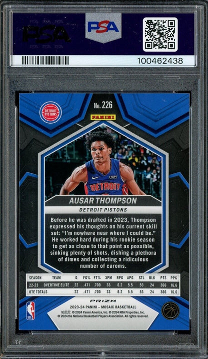 2023-24 Panini Mosaic #226 Ausar Thompson Red & Green Choice RC Rookie PSA 10