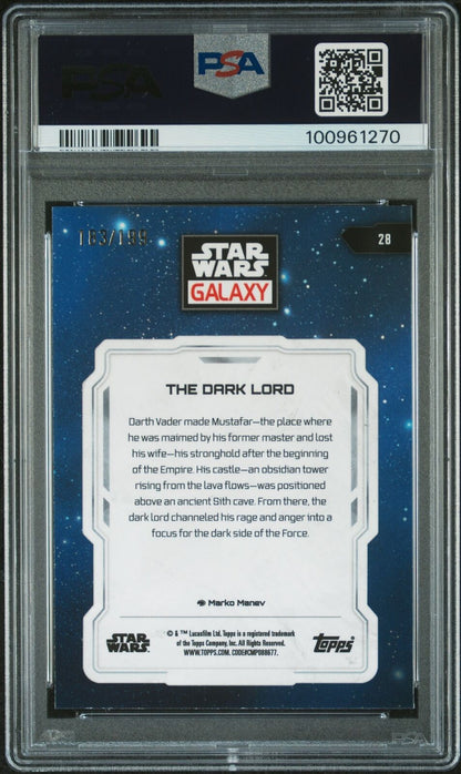 2024 TOPPS CHROME STAR WARS GALAXY AQUA SONAR #28 THE DARK LORD 183/199 PSA 9