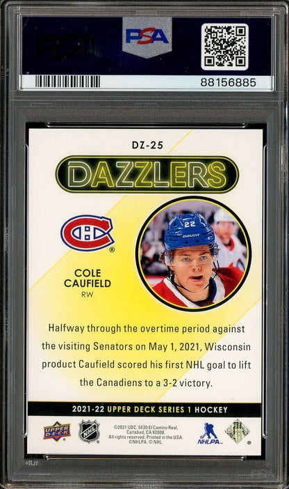 Auction #4 2021 UD Hockey Dazzlers Purple #DZ25 Cole Caufield RC Rookie PSA 10