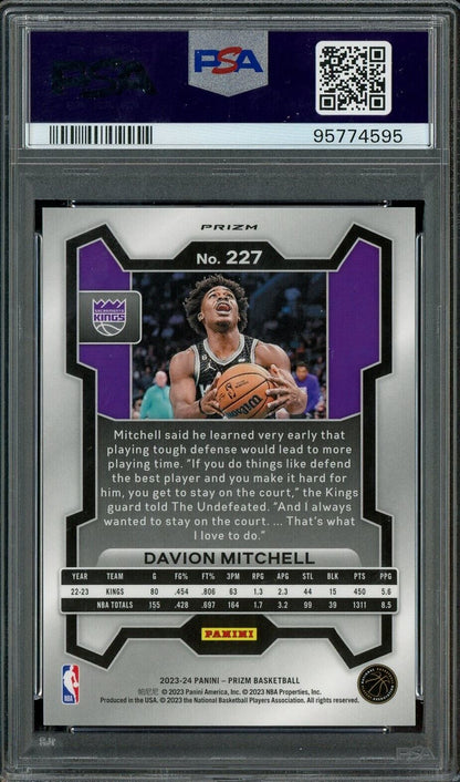 2023 Panini White Sparkle #227 Davion Mitchell Kings PSA 9 MNT