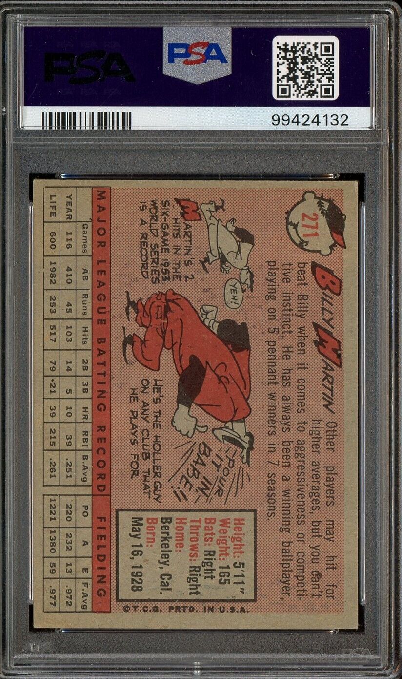 1958 Topps #271 Billy Martin Detroit Tigers PSA 5 EX