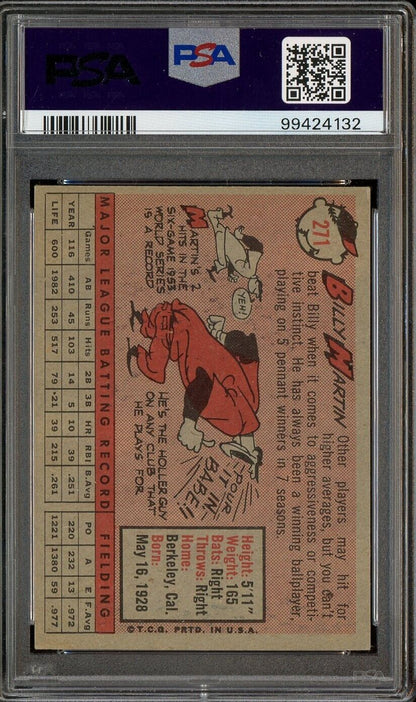 1958 Topps #271 Billy Martin Detroit Tigers PSA 5 EX