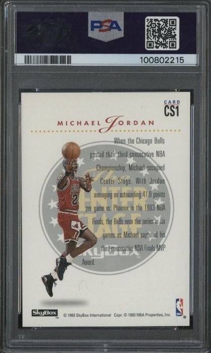 1993 Skybox Premium Center Stage #CS1 Michael Jordan Chicago Bulls HOF PSA 7 NM