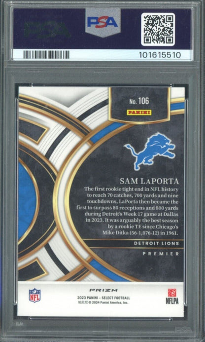 2023 Select Silver Prizm #106 Sam LaPorta Lions RC Rookie PSA 10 - ROOKIE
