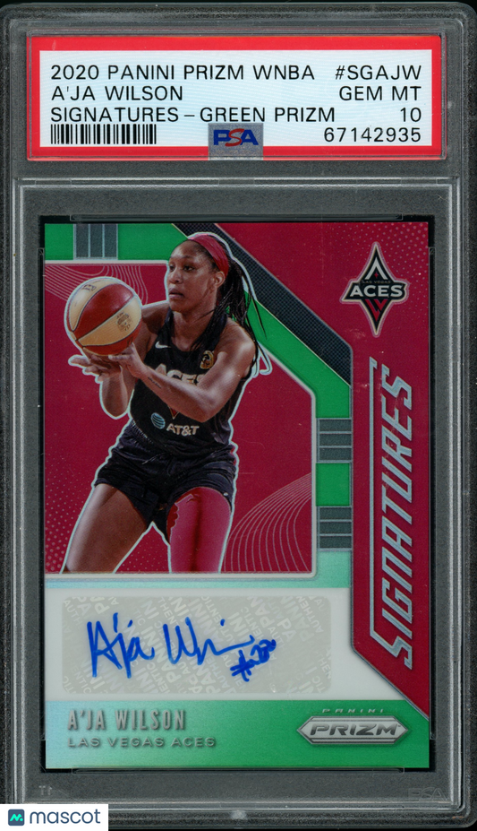 2020 Panini Prizm WNBA - A'ja Wilson - Signatures - Green Prizm AUTO - PSA 10