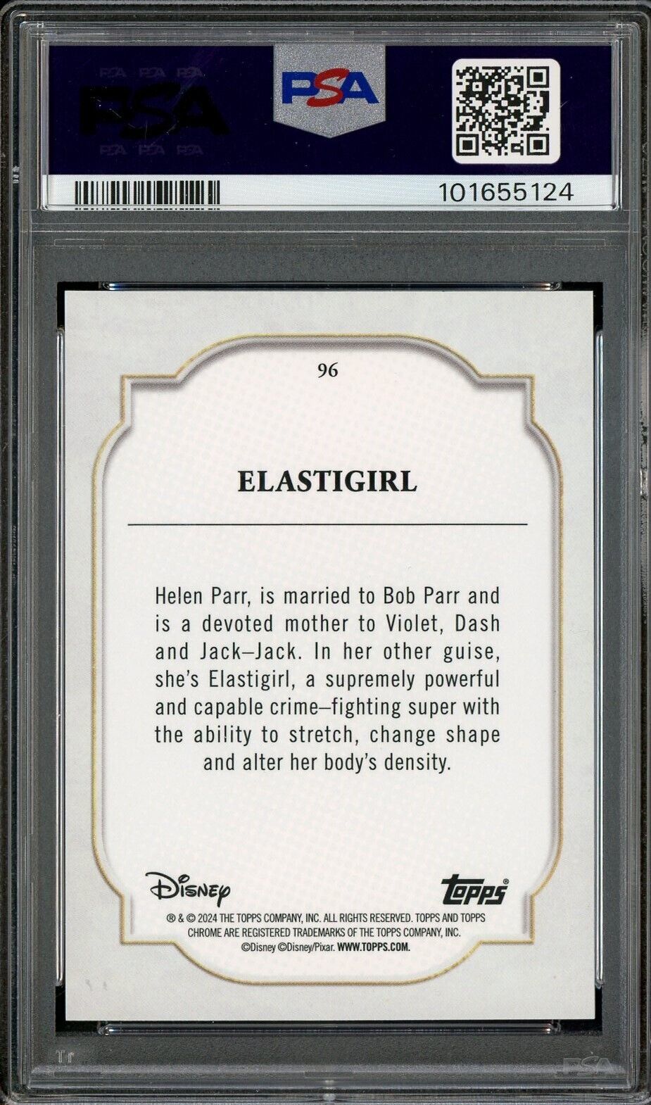 2024 Topps Chrome Disney Purple Refractor /199 #96 Elastigirl PSA 9 MINT - /199