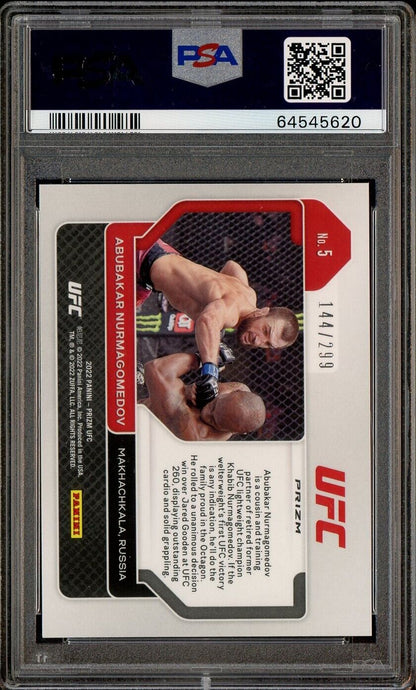 2022 Panini Red Prizm UFC #5 Abubakar Nurmagomedov RC Rookie /299 PSA 9