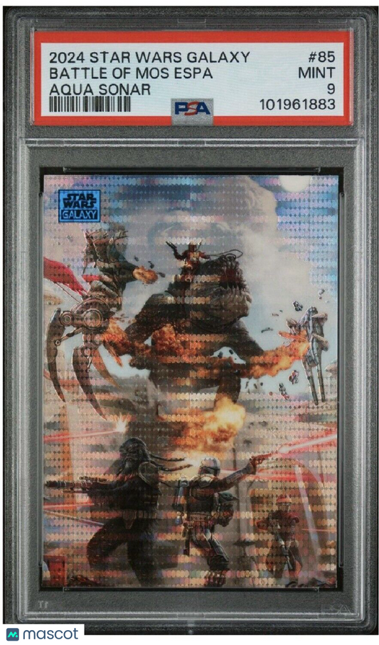 Star Wars Galaxy Battle Of Mos Espa #85 - /199 Aqua Sonar PSA 9 - /199