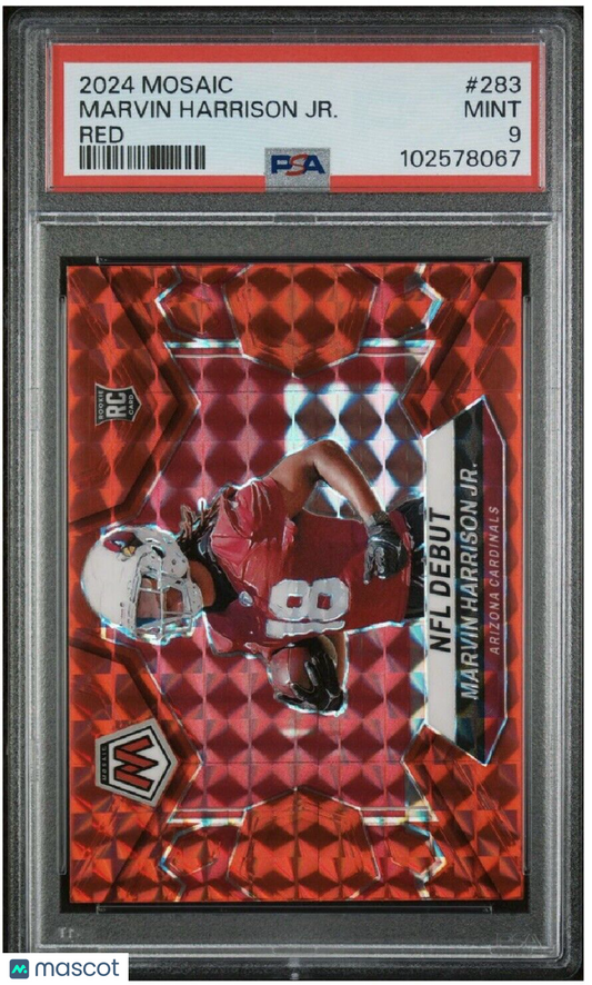 2024 Panini Mosaic Marvin Harrison Jr. #283 Red Mosaic Rookie PSA 9
