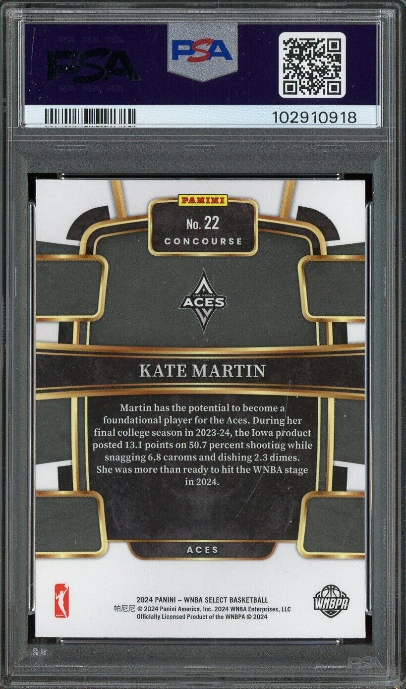 2024 Panini Select WNBA #22 Kate Martin Aces RC Rookie PSA 9 MINT