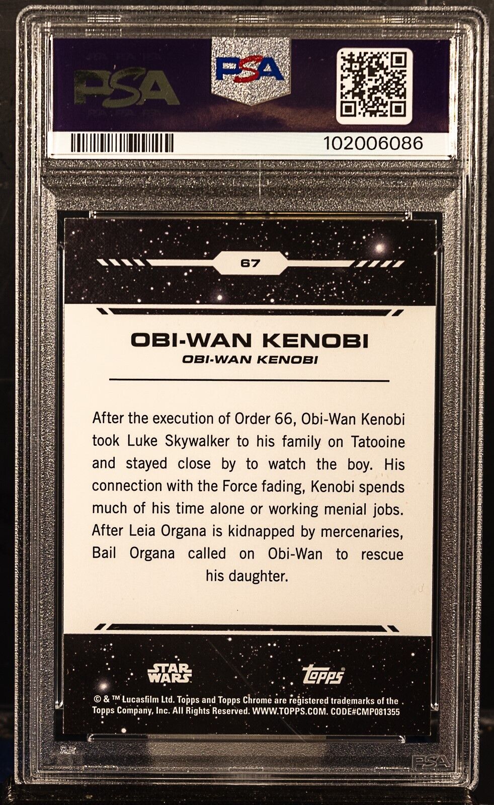 Obi-Wan Kenobi 2024 Star Wars Chrome 67 Kashyyyk Green Refractor 79/99 PSA - /99