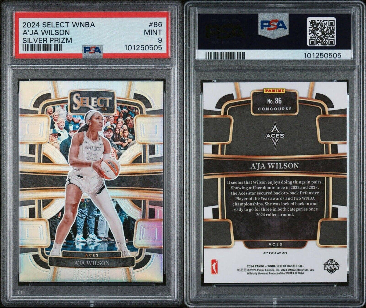 2024 Panini Select WNBA - A'ja Wilson #86 - Silver Prizm - PSA 9 - SILVER