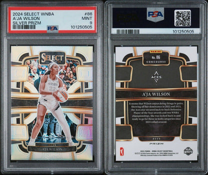 2024 Panini Select WNBA - A'ja Wilson #86 - Silver Prizm - PSA 9 - SILVER