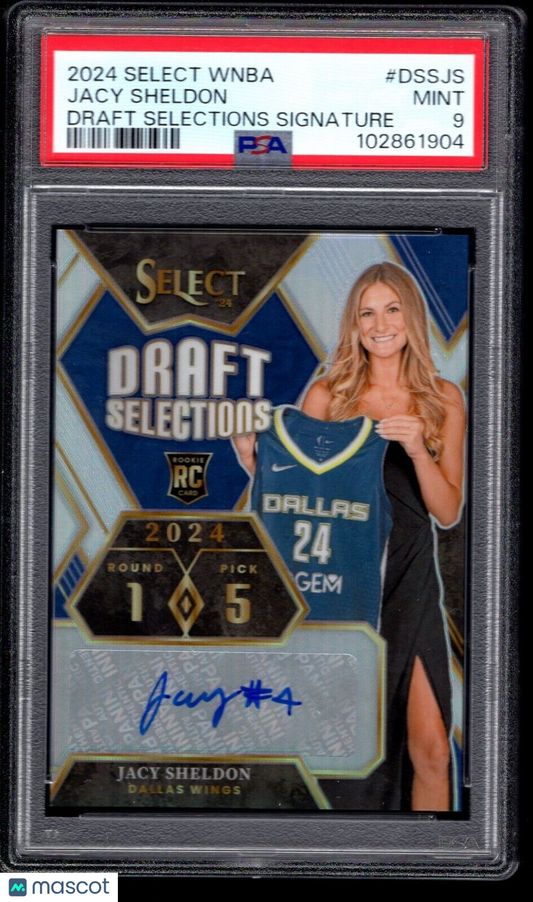 2024 Panini Select WNBA Draft Selections Signatures Jacy Sheldon #DSSJS PSA 9